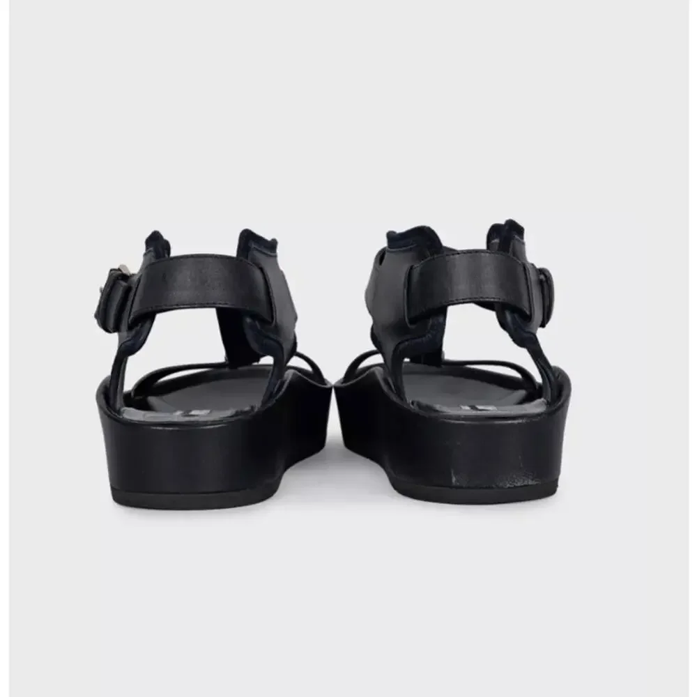 Balenciaga Black Leather Silver-Tone Sandals, EU 38